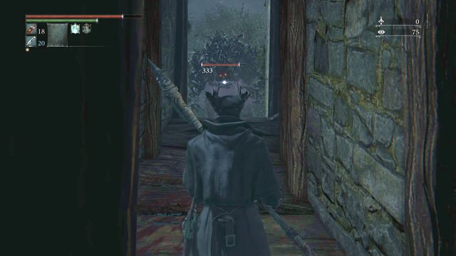 If you take several steps back, on the rooftop, the enemy will get stuck in the door and make it easier for you to deal damage. - Find a safe place - Side quests - Bloodborne - Game Guide and Walkthrough
