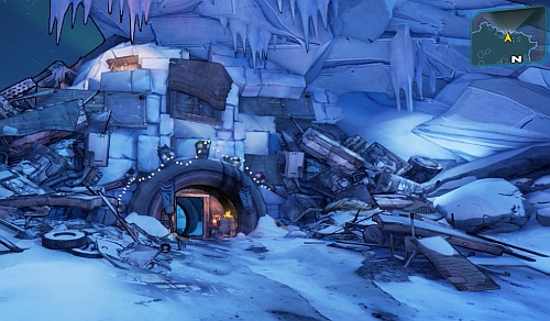 After you get there [2], wait for the robot to open the door and head inside as well - My First Gun/Blindsided - Main missions - Borderlands 2 - Game Guide and Walkthrough