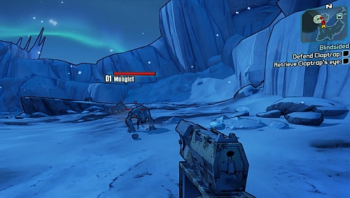 Follow the Claptrap while opening chests and breaking the ice which you will come across - My First Gun/Blindsided - Main missions - Borderlands 2 - Game Guide and Walkthrough
