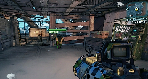 Head up the camp along the Claptrap to reach an entrance to an arena, on which you will have to fight Captain Flynt [4] - Best Minion Ever - p. 2 - Main missions - Borderlands 2 - Game Guide and Walkthrough