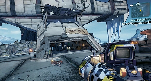 After defeating Flynt, head to the north-east side of the arena where the Claptrap will open the gate for you - Best Minion Ever - p. 2 - Main missions - Borderlands 2 - Game Guide and Walkthrough