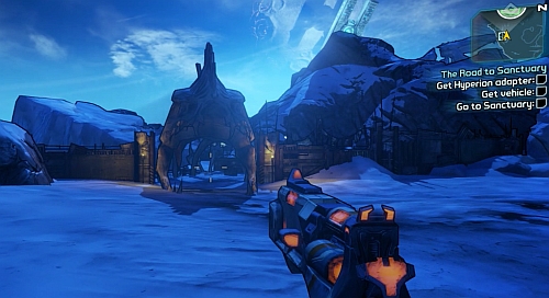 Now head to the camp in the north-west (the entrance is pointed on screen) - The Road to the Sanctuary - p. 1 - Main missions - Borderlands 2 - Game Guide and Walkthrough