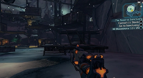 If you will still need to kill some bandits and there will be none around, head up the stairs in the middle of the camp - The Road to the Sanctuary - p. 2 - Main missions - Borderlands 2 - Game Guide and Walkthrough