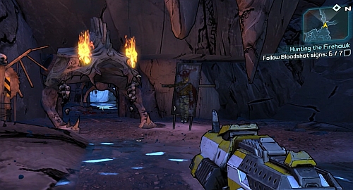 Keep heading deeper into the cave until you reach a fork in the road from the above screenshot [2] - Hunting the Firehawk - Main missions - Borderlands 2 - Game Guide and Walkthrough
