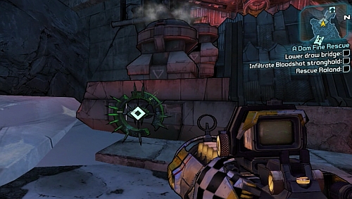 Once Bad Maw is dead, take the Bridge key from his body and use it on the lock right next to the bridge, shown on the above screenshot - A Dam Fine Rescue - p. 1 - Main missions - Borderlands 2 - Game Guide and Walkthrough