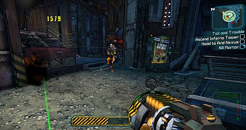As you approach the elevator, a Mortar will exit tit - Toil and Trouble - Main missions - Borderlands 2 - Game Guide and Walkthrough