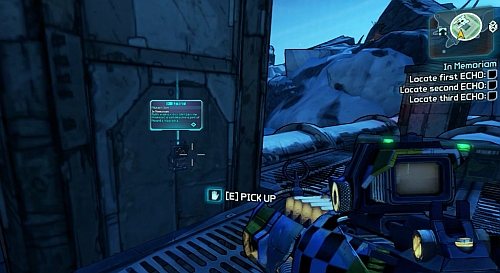 Once you're above, turn right and on the pillar you will find an ECHO Recorder - In Memoriam - Sanctuary - Borderlands 2 - Game Guide and Walkthrough