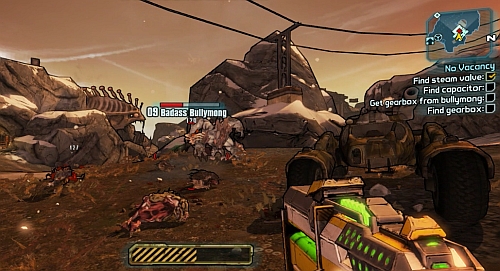 Head to the eastern pump [5] and kill the Bullymong who's holding the Gearbox - No Vacancy - Three Horns Valley - Borderlands 2 - Game Guide and Walkthrough