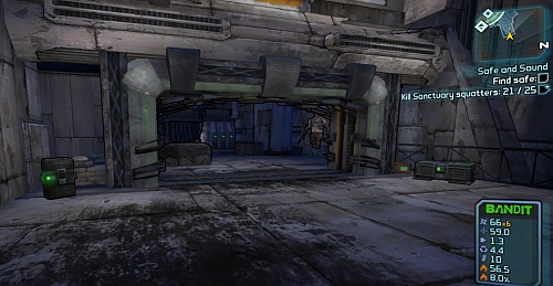 Take it down and the warehouse gate (screenshot) will open up and enemies will come out from inside - Safe and Sound - Sanctuary part 2 - Borderlands 2 - Game Guide and Walkthrough