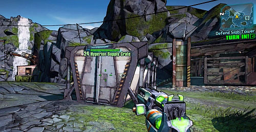 If the turret gets destroyed or one of the defence lines broken, continue destroying the Robots on foot - Defend Slab Tower - Thousand Cuts - Borderlands 2 - Game Guide and Walkthrough