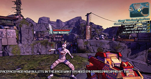 Find McShooty [1] and accept his mission - Shoot This Guy in the Face - Thousand Cuts - Borderlands 2 - Game Guide and Walkthrough