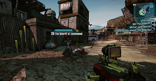With all the Marshals killed, the Sheriff himself will attack you - Showdown - Lynchwood - Borderlands 2 - Game Guide and Walkthrough