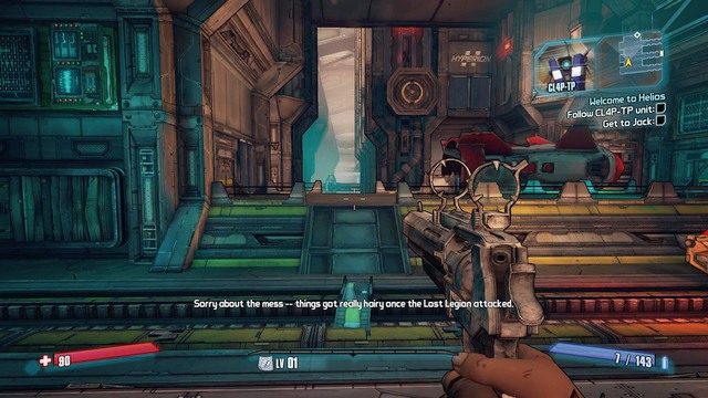 As soon as you gain control of your character, follow the robot - Welcome To Helios - Main missions - Borderlands: The Pre-Sequel! - Game Guide and Walkthrough