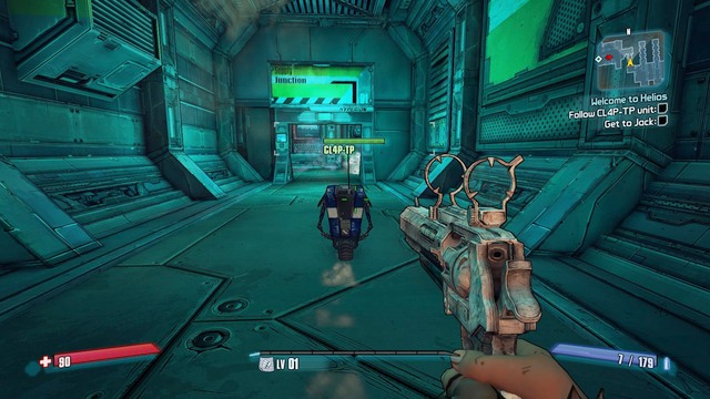 Wait for Cl4p-TP to open the door and walk into the next room - Welcome To Helios - Main missions - Borderlands: The Pre-Sequel! - Game Guide and Walkthrough