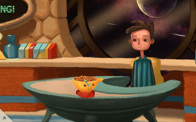 Eat cereal - First missions - Chapter 1 - Shay - Broken Age - Game Guide and Walkthrough