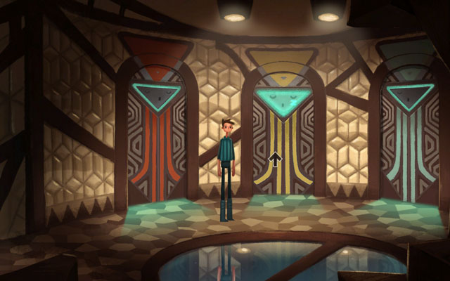 The lights over the first and third teleport should be off - Exploring the ship - Chapter 1 - Shay - Broken Age - Game Guide and Walkthrough