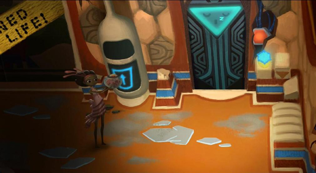 Put the bowl to the container. - Preparations - Chapter 2 - Vella - Broken Age - Game Guide and Walkthrough
