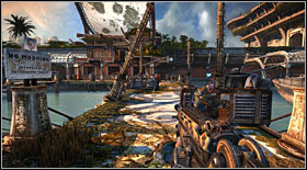 Going park across the pier towards the buildings, more enemies will run out of them (some will also shoot at you from inside the nearby room) - Act III - Chapter 1 - p. 2 - Walkthrough - Bulletstorm - Game Guide and Walkthrough