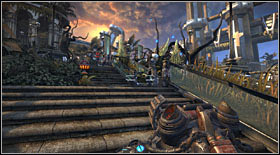 While going up the long stairs you will be under constant enemy fire - Act IV - Chapter 2 - p. 2 - Walkthrough - Bulletstorm - Game Guide and Walkthrough