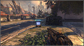 Newsbot #1: the first bot can be found in an enemy-free area right after the first fight (beside a passage, well-visible) - Newsbots - p. 1 - Secrets - Bulletstorm - Game Guide and Walkthrough