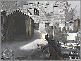 Watch out for one of the enemy snipers - Red Army Training - The Winter War - Call of Duty 2 - Game Guide and Walkthrough