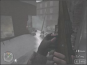 After getting rid off visible enemy soldiers start RUNNING towards the opposite building - Repairing the Wire - Not One Step Backwards! - Call of Duty 2 - Game Guide and Walkthrough
