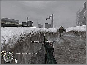 You will find yourself in a small ditch - Railroad Station No. 1 - Not One Step Backwards! - Call of Duty 2 - Game Guide and Walkthrough