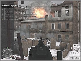 You should hear a warning from the other squad members - Downtown Assault - Fortress Stalingrad - Call of Duty 2 - Game Guide and Walkthrough