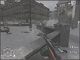 You should reach a small square, that is being patrolled by an enemy tank (the same one that was firing at you) - Downtown Assault - Fortress Stalingrad - Call of Duty 2 - Game Guide and Walkthrough