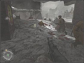 There should be a sniper rifle lying on the ground - Comrade Sniper - Fortress Stalingrad - Call of Duty 2 - Game Guide and Walkthrough