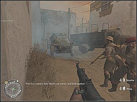 There should be at least two more soldiers (I'm talking about the guys armed with RPG's) in the vicinity - Armored Car Escape - Rommel's Last Stand - Call of Duty 2 - Game Guide and Walkthrough