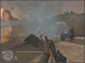 First of all, you will have to take care of a guy that's been equipped with a rocket launcher - Assault on Matmata - Rommel's Last Stand - Call of Duty 2 - Game Guide and Walkthrough