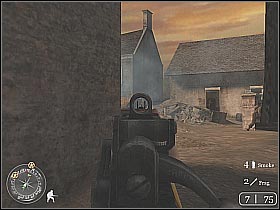 You probably noticed a heavy machine gun post on your left (screen 1) - Prisoners of War - The Battle for Caen - Call of Duty 2 - Game Guide and Walkthrough