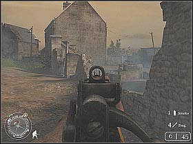 After taking care of the enemy troops head on to the nearest street - Prisoners of War - The Battle for Caen - Call of Duty 2 - Game Guide and Walkthrough