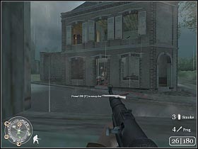 After getting rid off enemy forces leave this building - The Tiger - The Battle for Caen - Call of Duty 2 - Game Guide and Walkthrough