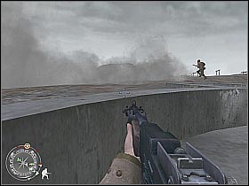 You should kill some of the Germans hiding in one of the bunkers, although this is not necessary (screen 1), because you will return here in a few minutes - The Battle of Pointe du Hoc - D-Day - Call of Duty 2 - Game Guide and Walkthrough