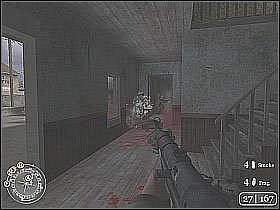 After you clear the surrounding rooms use the stairs in order to get to the upper floor - The Silo - D-Day - Call of Duty 2 - Game Guide and Walkthrough