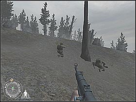 You have to be careful, because there are a lot of minefields in the area - Rangers Lead The Way - Hill 400 - Call of Duty 2 - Game Guide and Walkthrough