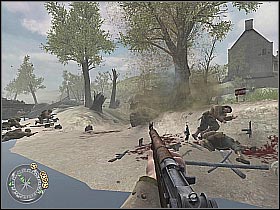 You should deploy at least 2-3 smoke grenades around your current position (screen 1) - The Crossing Point - Crossing the Rhine - Call of Duty 2 - Game Guide and Walkthrough