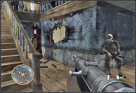 Go out the barn the same way you used to get in - Chapter II: The Island - Call of Duty 3 - Game Guide and Walkthrough