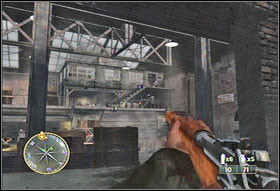 Go down the platform using the same stairs you used to climb on and turn right - Chapter VI: Fuel Plant - Call of Duty 3 - Game Guide and Walkthrough