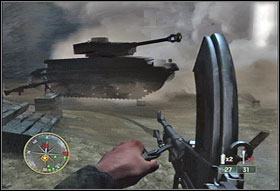 To destroy the first tank, use a panzerfaust found in the box behind you (#1) - Chapter V: Operation Totalize - Call of Duty 3 - Game Guide and Walkthrough
