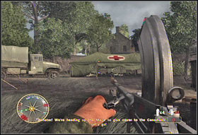 Follow the indications on the compass and kill the running up Germans along the way - Chapter XIII: The Mace - Call of Duty 3 - Game Guide and Walkthrough