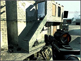 After eliminating a car with terrorist, get to the other side of the road and find a building shown in the picture - Intel Data - part 1 - Intel Data - Call of Duty 4: Modern Warfare - Game Guide and Walkthrough