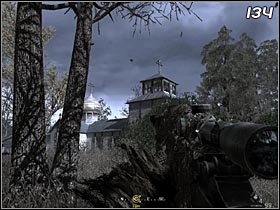 When you get close to an orthodox church, MacMillian will tell you to stop - All Ghillied Up - Walkthrough - Call of Duty 4: Modern Warfare - Game Guide and Walkthrough