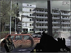 Before you get on a parking, wait until an allied helicopter kills the enemies on the fifth floor - The Sins of Father - Walkthrough - Call of Duty 4: Modern Warfare - Game Guide and Walkthrough