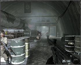 After securing the area, go downstairs and start moving towards the hangar, the enemies will be standing in front of it #1 - Project Nova - p. 2 - Walkthrough - Call of Duty: Black Ops - Game Guide and Walkthrough
