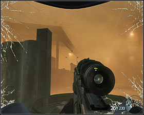 Before you go outside, make sure you have eliminated a sniper hiding on a higher floor of the building on the right #1 - Rebirth - p. 2 - Walkthrough - Call of Duty: Black Ops - Game Guide and Walkthrough