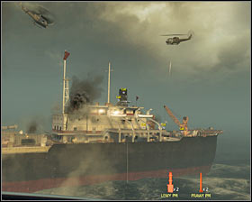 You have to move along the ship, blowing up all objects marked by the game #1 #2, Remember to avoid staying in one place because in such case you will be shot - Redemption - p. 1 - Walkthrough - Call of Duty: Black Ops - Game Guide and Walkthrough