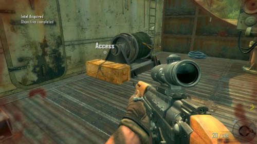Jump down and walk up to the box with a word Access between the ladders (picture above) - Mission 01: PYRRHIC VICTORY - Missions: Walkthrough - Call of Duty: Black Ops II - Game Guide and Walkthrough